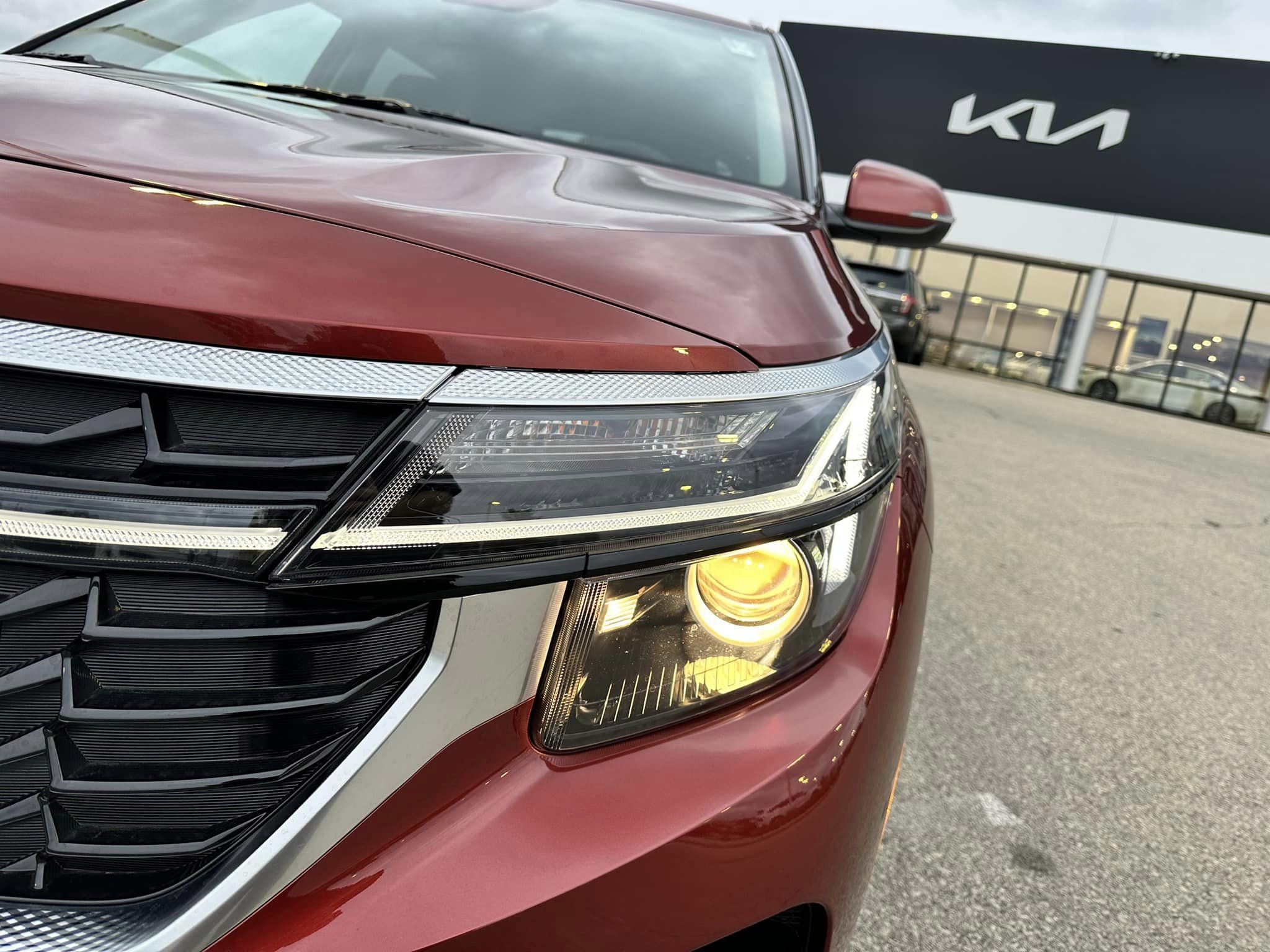 2024 Kia Seltos - Mars Orange - S Trim - Front Grill Headlight Close Up